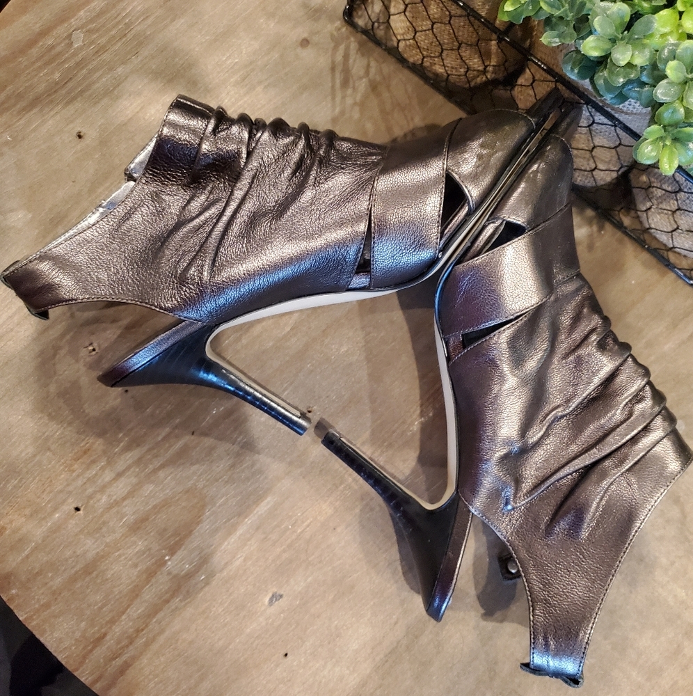 Guess | Metallic Booties Heel Open Toe Copper Gold - image 4